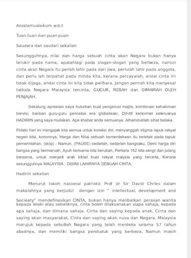 Teks Pidato Bahasa Melayu Kemerdekaan
