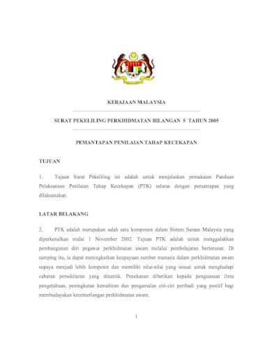 Kerajaan Malaysia Surat Pekeliling Malaysia Surat Pekeliling Perkhidmatan Bilangan 5 Tahun