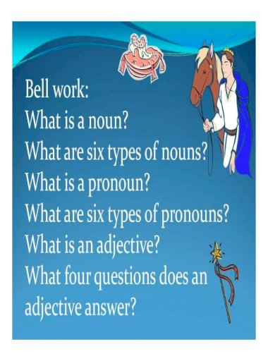 Bell What Are Types Of Nouns What Is Pronoun What Are Six Types Of Nouns What Is A Pronoun