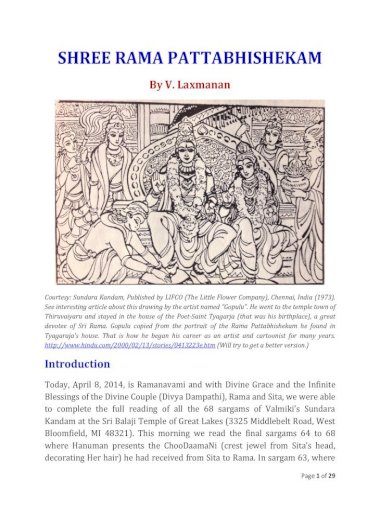 Shree Rama Pattabhishekam Sarga 128 From Yuddha Kanda Of Valmiki Ramayanam