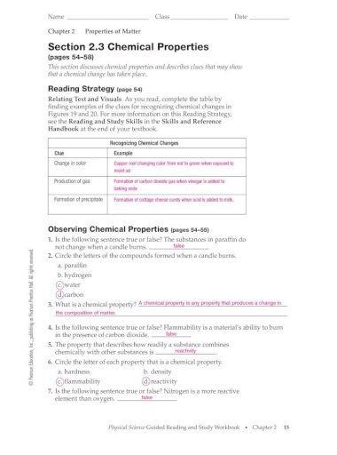 Classifying Matter Worksheet Answer Key