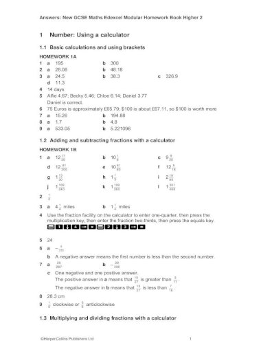 New Gcse Maths Edexcel Modular Homework Book Higher 2 Answers