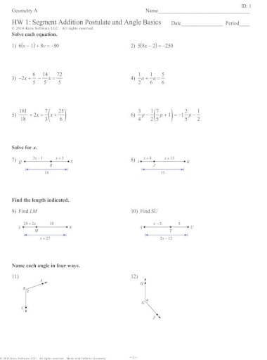 homework 2 segment addition postulate unit 1 geometry basics