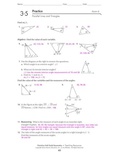 Parallel Lines And Triangles Parallel Lines And Triangles Find Ml1 1 Prentice Hall Gold Geometry Teaching Resources Ml1 1 Ml2 1 Ml3 1 Ml4 1 Ml5 1 Ml6 5 540