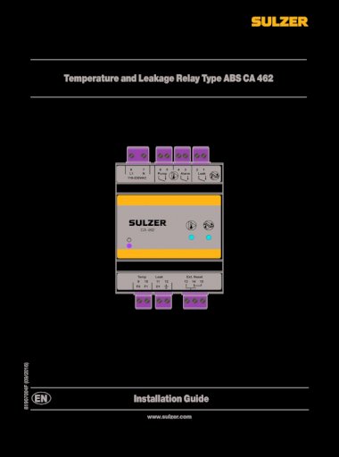 Temperature and Leakage Relay Type CA and leakage relay type ABS CA 462, Installation guide