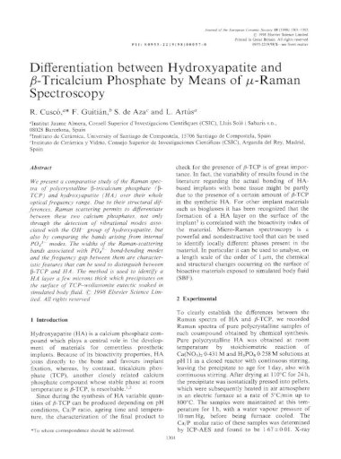 Differentiation Between Hydroxyapatite And B Tricalcium Phosphate By Means Of M Raman Spectroscopy