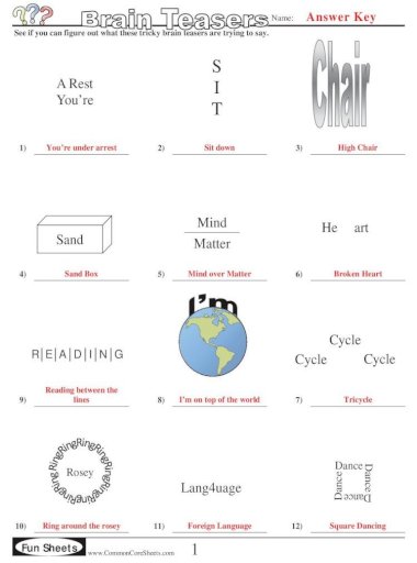 Brain Teasers Puzzles Packet With Answers
