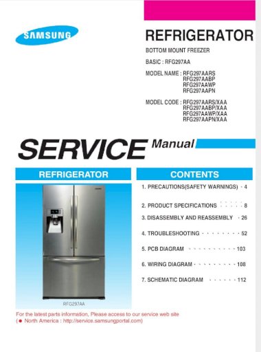 Rfg297aa Samsung Refrigerator Service Manual