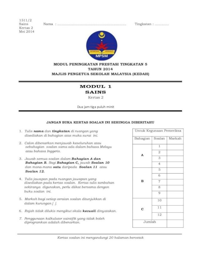 Soalan Percubaan Spm 2021 Matematik Kedah