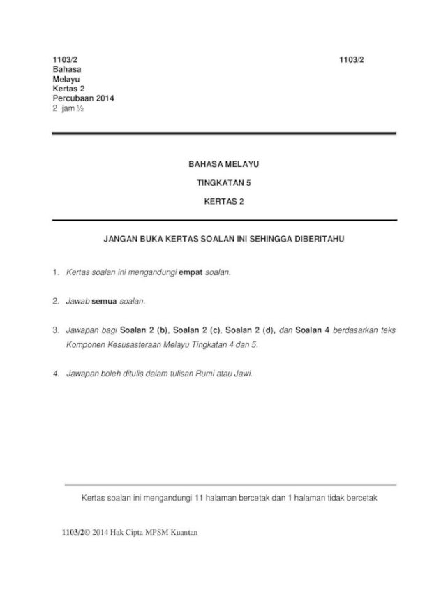 Bahasa Melayu Tingkatan 4 Kertas 2 - lonscaa