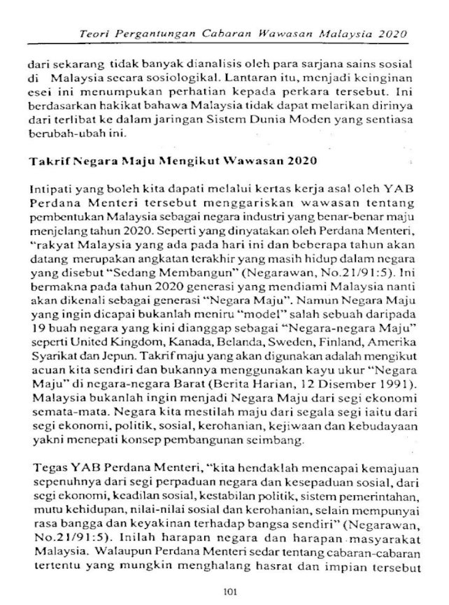 Teori Pergantungan Dan Cabaran Wawasan Malaysia 2020