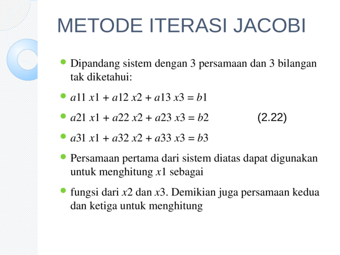 Kelompok 3 Metnum Metode Jacobi & Dekomposisi Lu (Decolu)