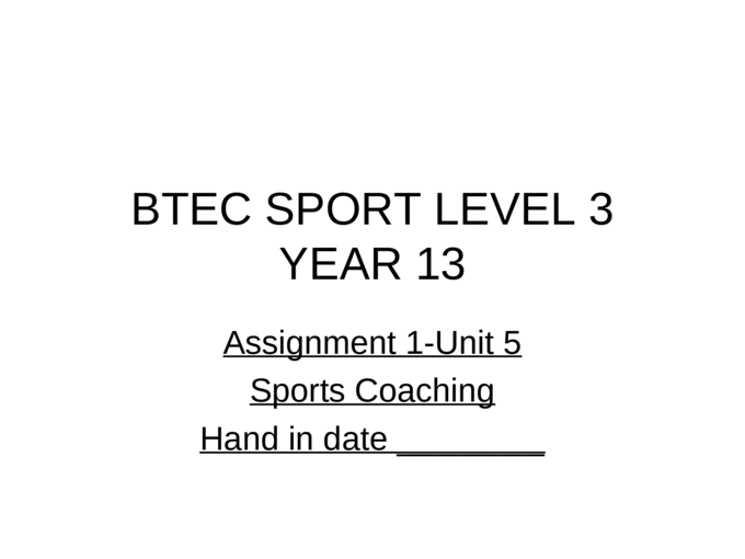 btec sport unit 5 assignment 1