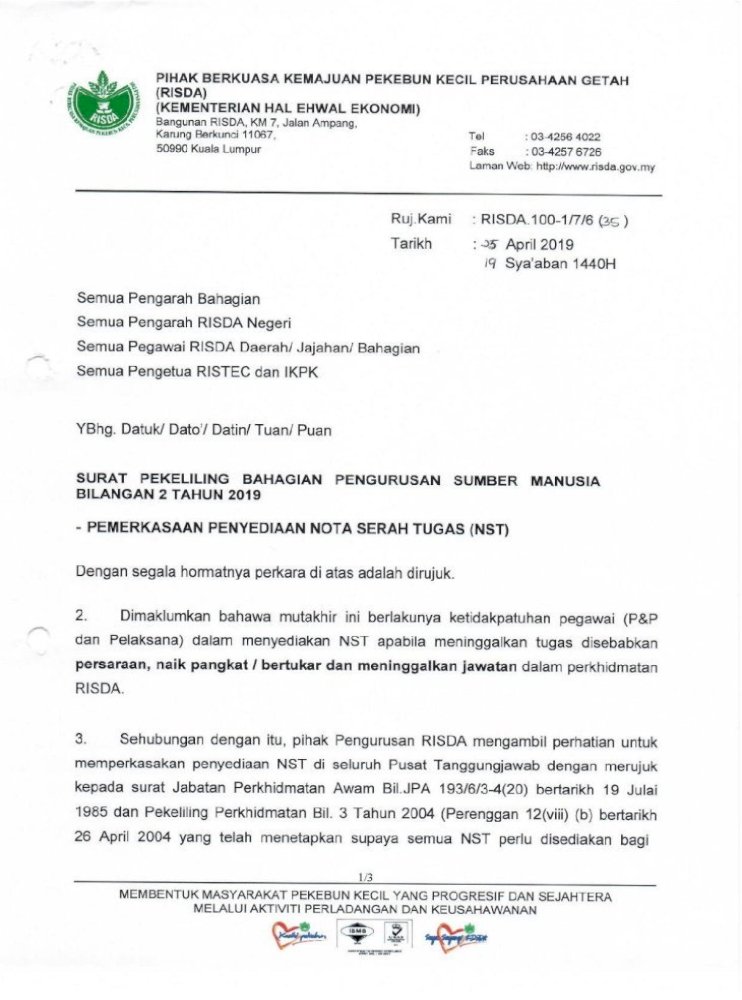 Surat Serahan Tugas - Om3jl00wezjebm - Borang kutipan dan serahan guru ke pejabat darjah.